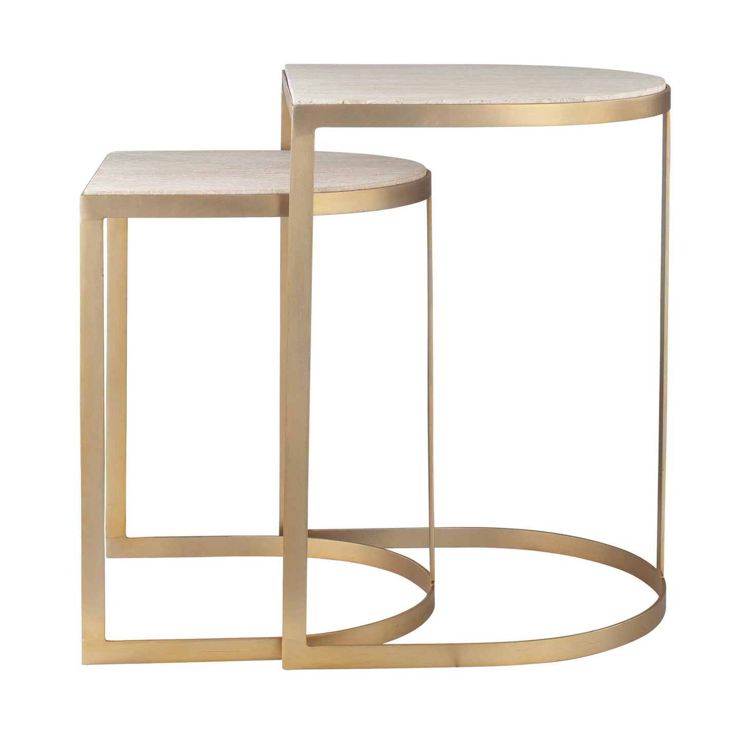 Lindon - Travertine Nesting Tables Set - Gold / White