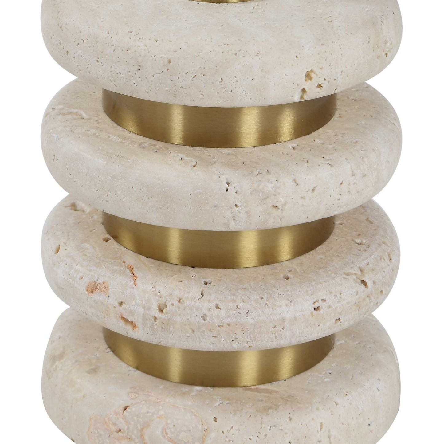 Adames - Travertine Drink Table - Brass / White