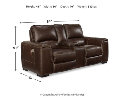 Alessandro - PWR REC Loveseat/Con/Adj HDRST - Walnut
