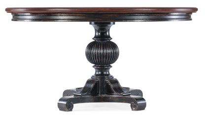 Charleston - Round Pedestal Dining Table With 1-20in leaf - Dark Brown