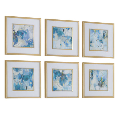 Fresh Start - Blue Abstract Prints (Set of 6)