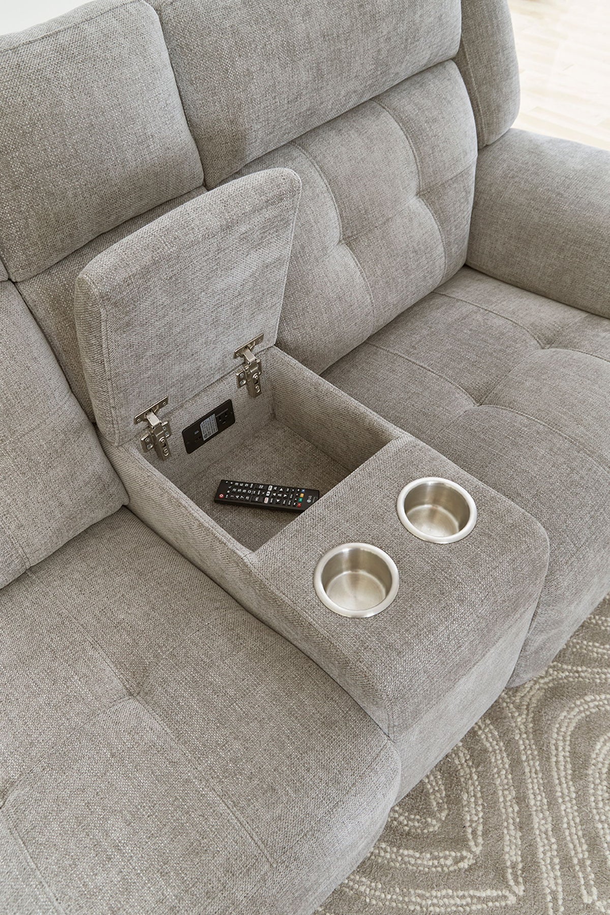 Richland - Power Reclining Console Loveseat - Bristol Gray