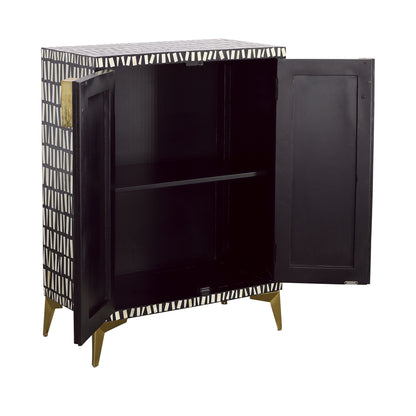 Obsidian - Two Door Cabinet - Black / Bone White