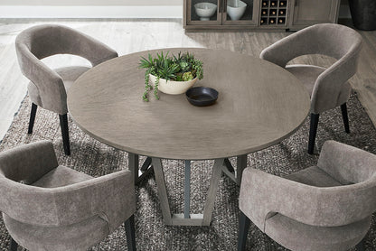 Pure Modern Dining - Round Table With Wood Base - Moonstone