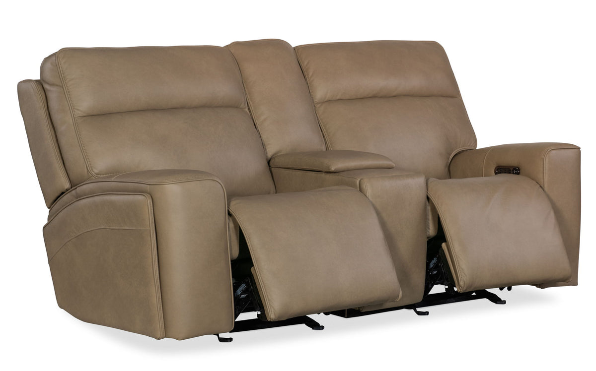 MS - Riverton Power Gliding Console Loveseat With Power Headrest And Lumbar