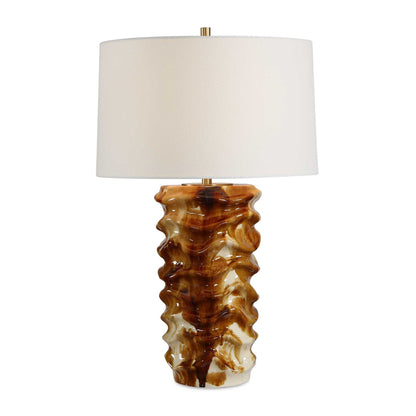 Bassa - Glazed Table Lamp - Brown / Cream