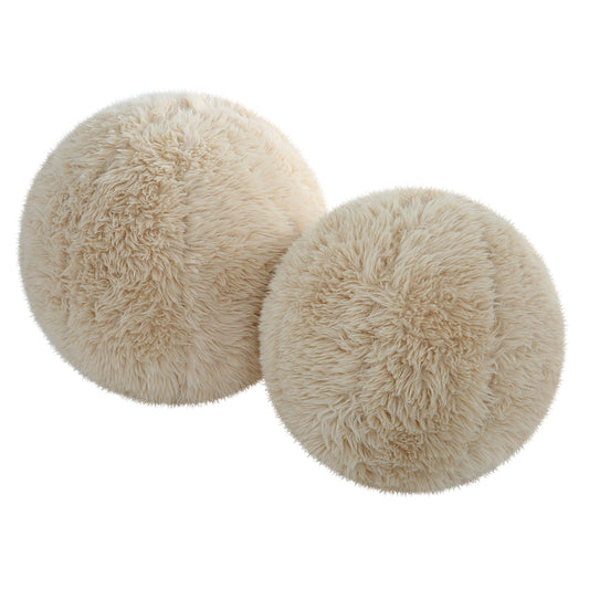 Abide - Ball Sheepskin Pillows (Set of 2) - Beige