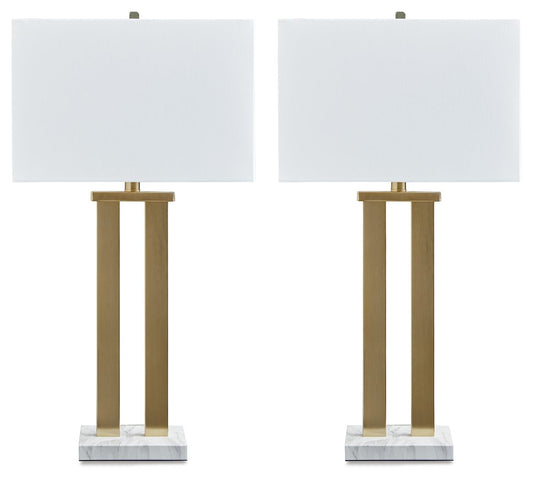 Coopermen - Gold Finish / White - Metal Table Lamp (Set of 2)