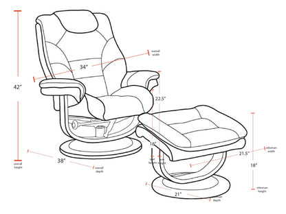 Monarch - Manual Reclining Swivel Chair and Ottoman