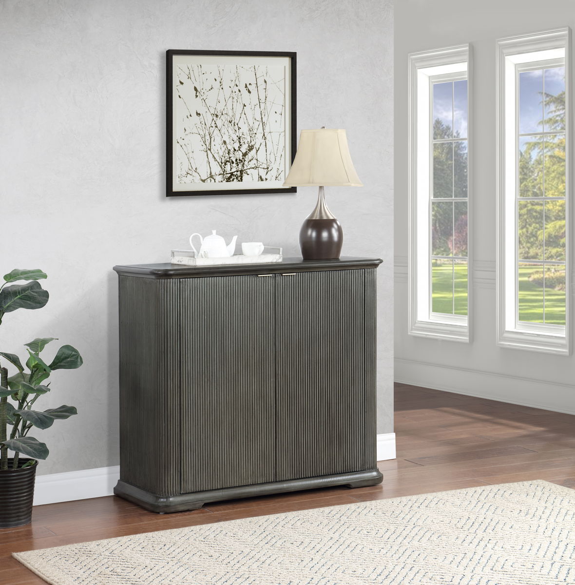 Topanas - Two Door Bar Cabinet - Gray / Brown