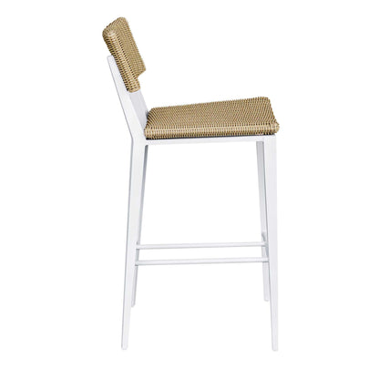 Calbas - Outdoor Bar Stool - White / Woodtone