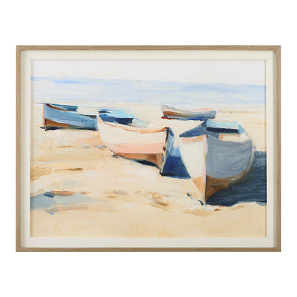 Beached Boats - Framed Print - Light Brown