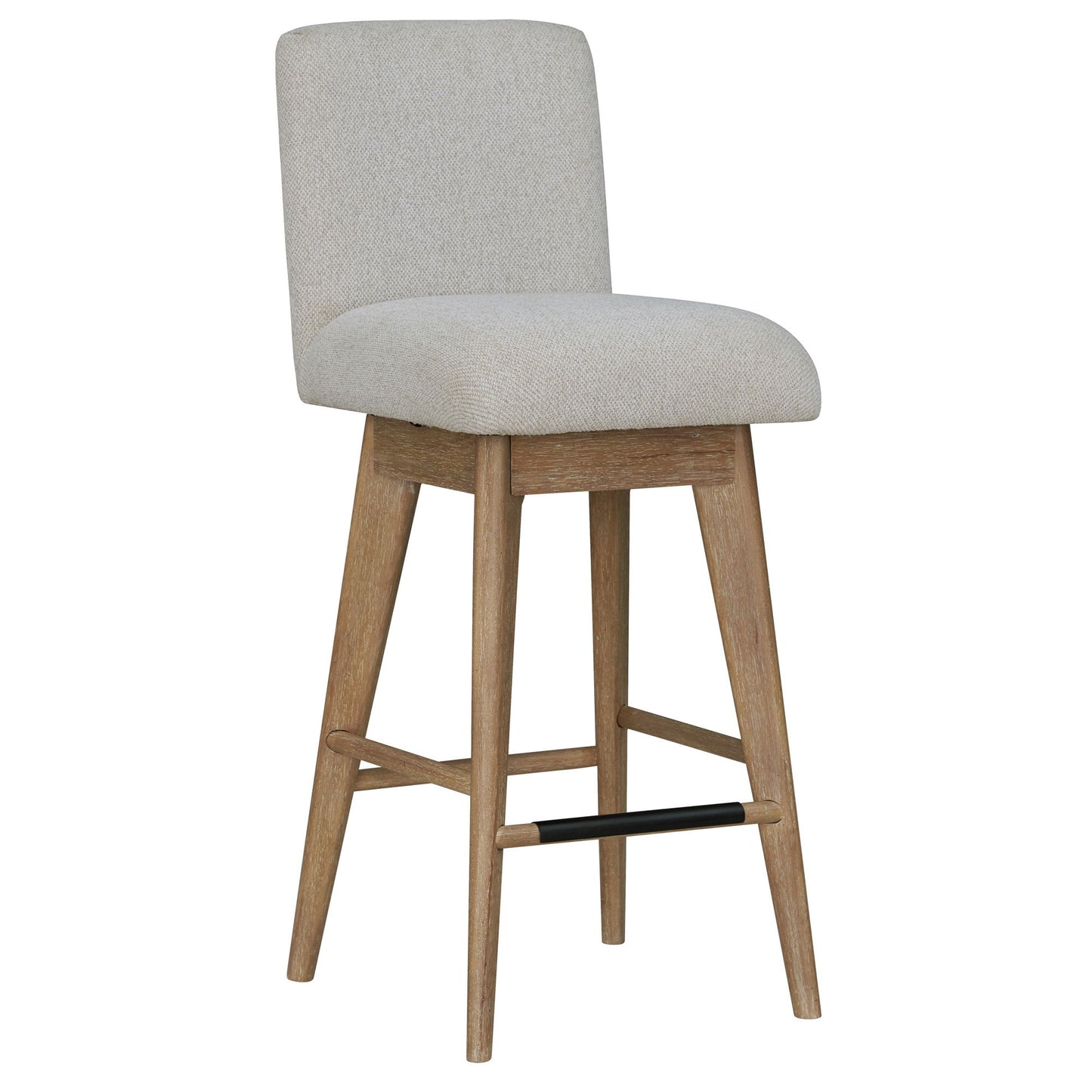 Escape - 78" Dining Bar With 2 Upholstered Swivel Barstools - Glazed Natural Oak