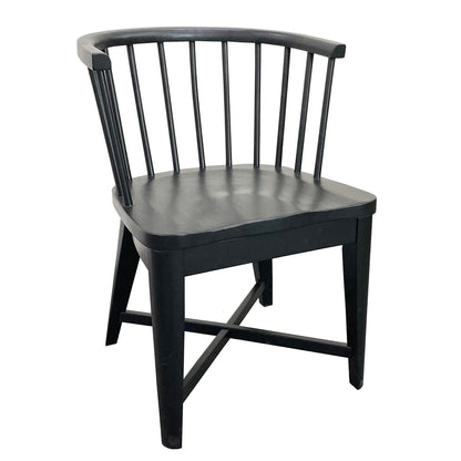 Americana Modern Dining - Round Dining Table And 4 Black Barrel Chairs - Cotton