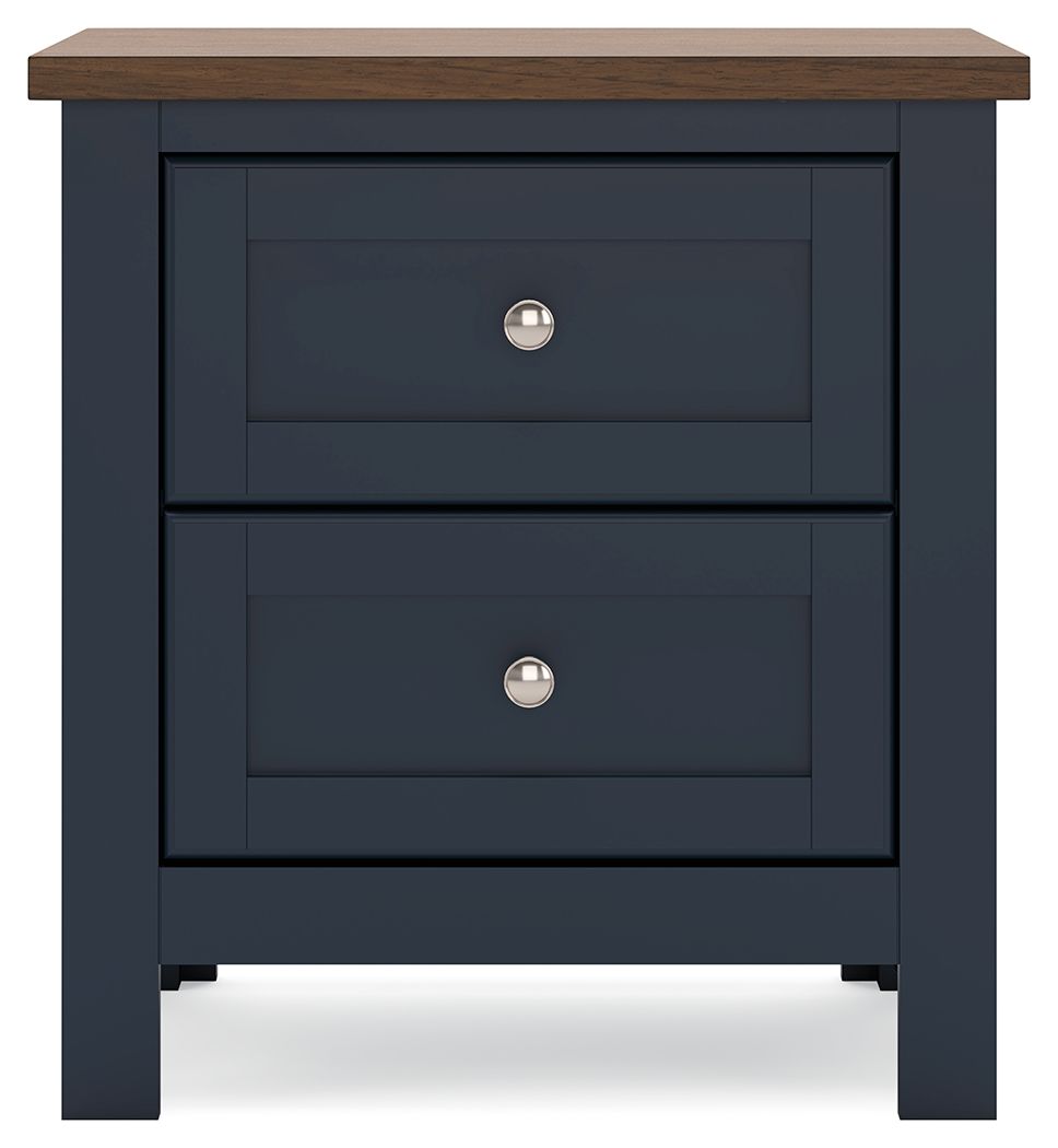 Landocken - Brown / Blue - Two Drawer Night Stand