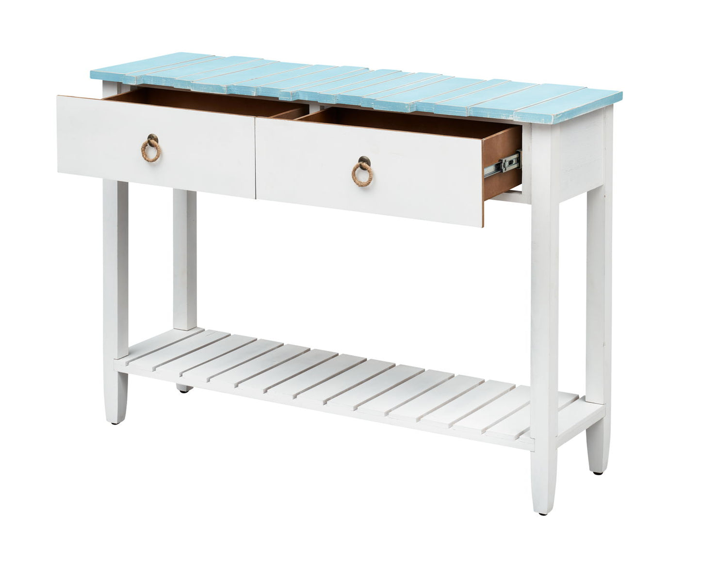 Boardwalk - Plank Style Top Table With Open Slatted Lower Shelf