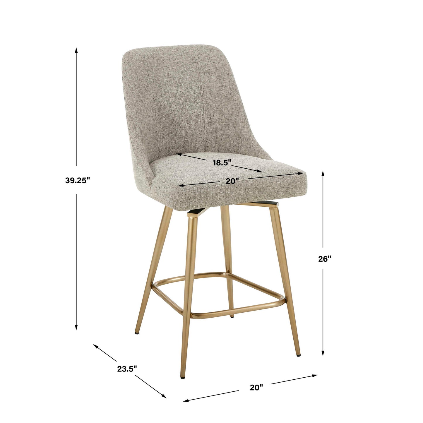 Bramwell - Upholstered Counter Stool - Gray / Gold