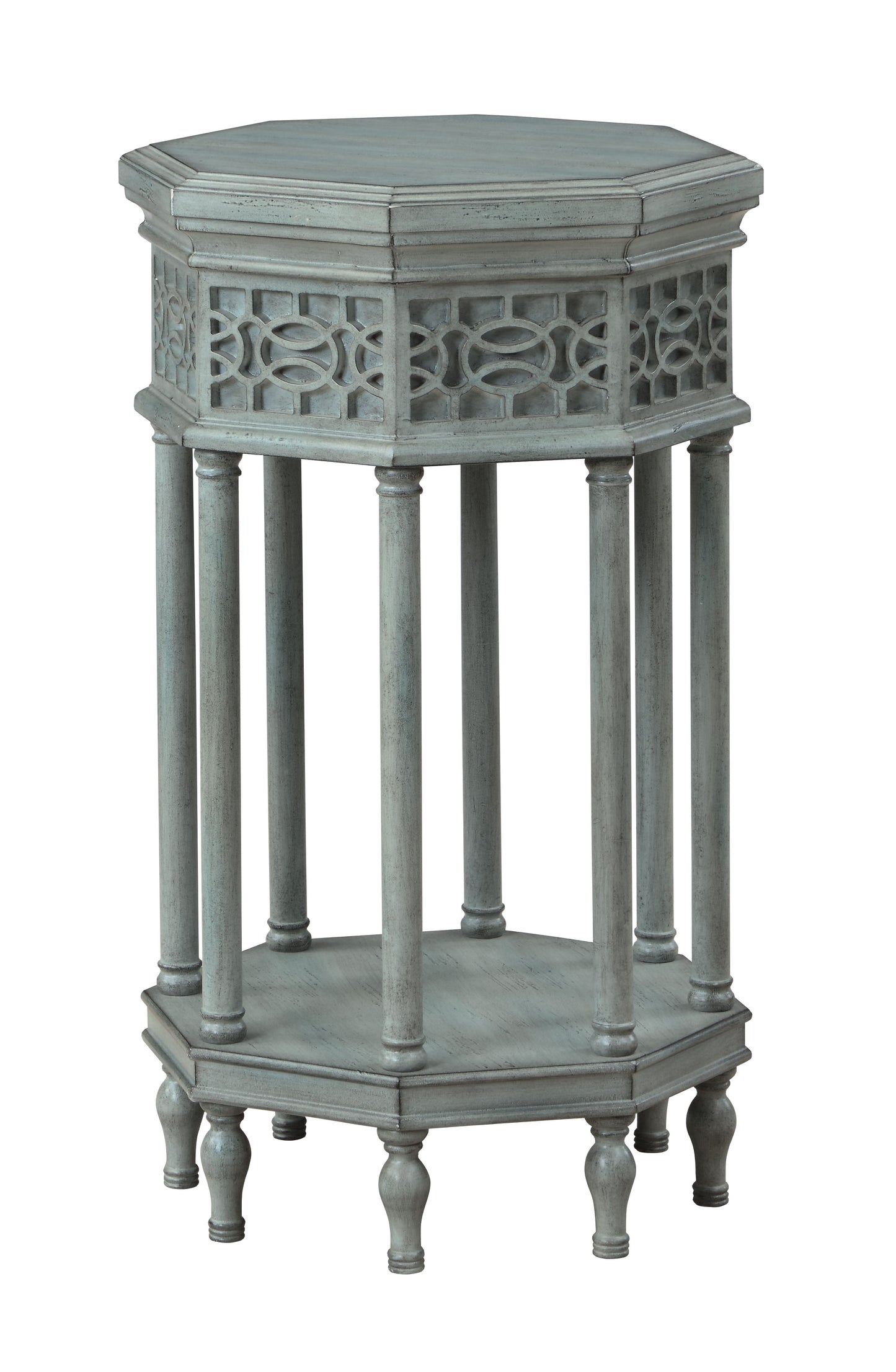 Idalia - Octagonal Accent Table - Blue / Gray