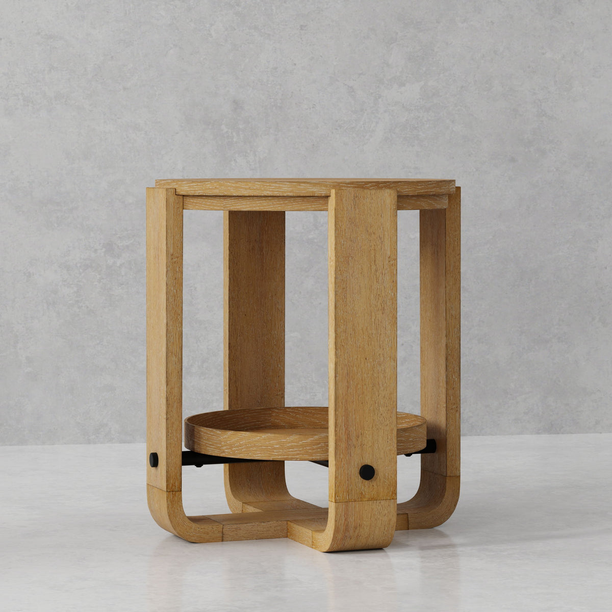 Escape - 3 Piece Occasional Table Set - Glazed Natural Oak / Black Metal Trim