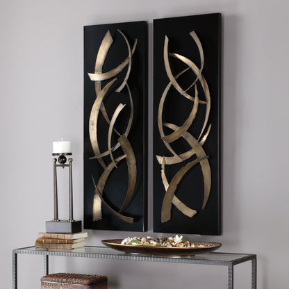 Brushstrokes - Metal Wall Art (Set of 2) - Black