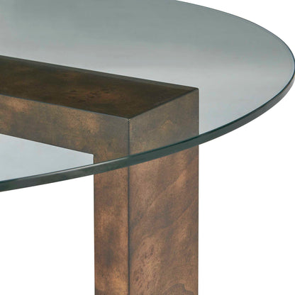Ignis - Round Glass Coffee Table - Brown / Woodtone