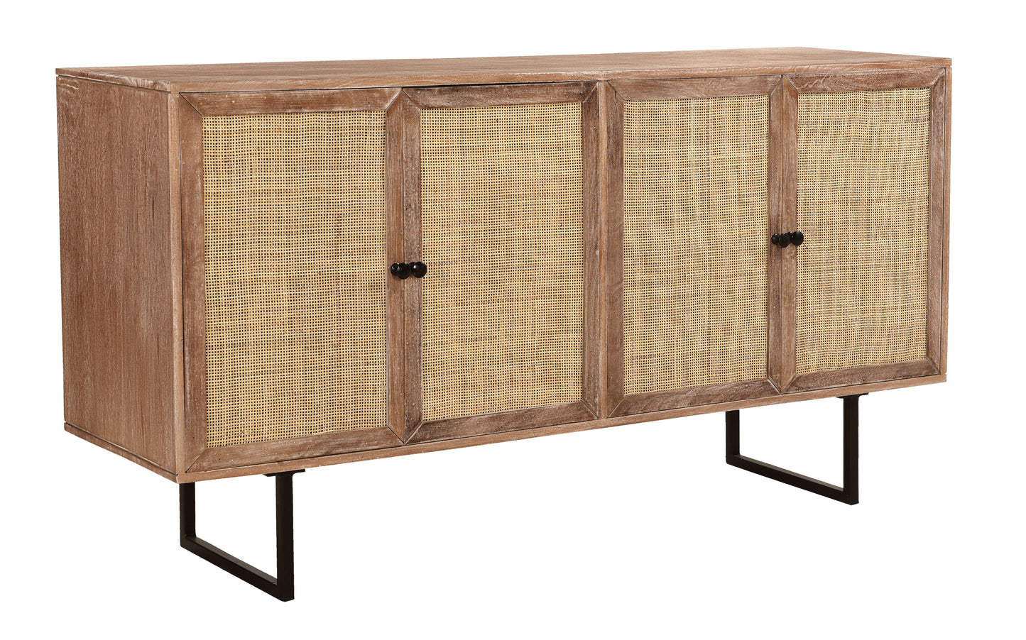 Torrence - Four Door Credenza - Capris Light Brown / Cane