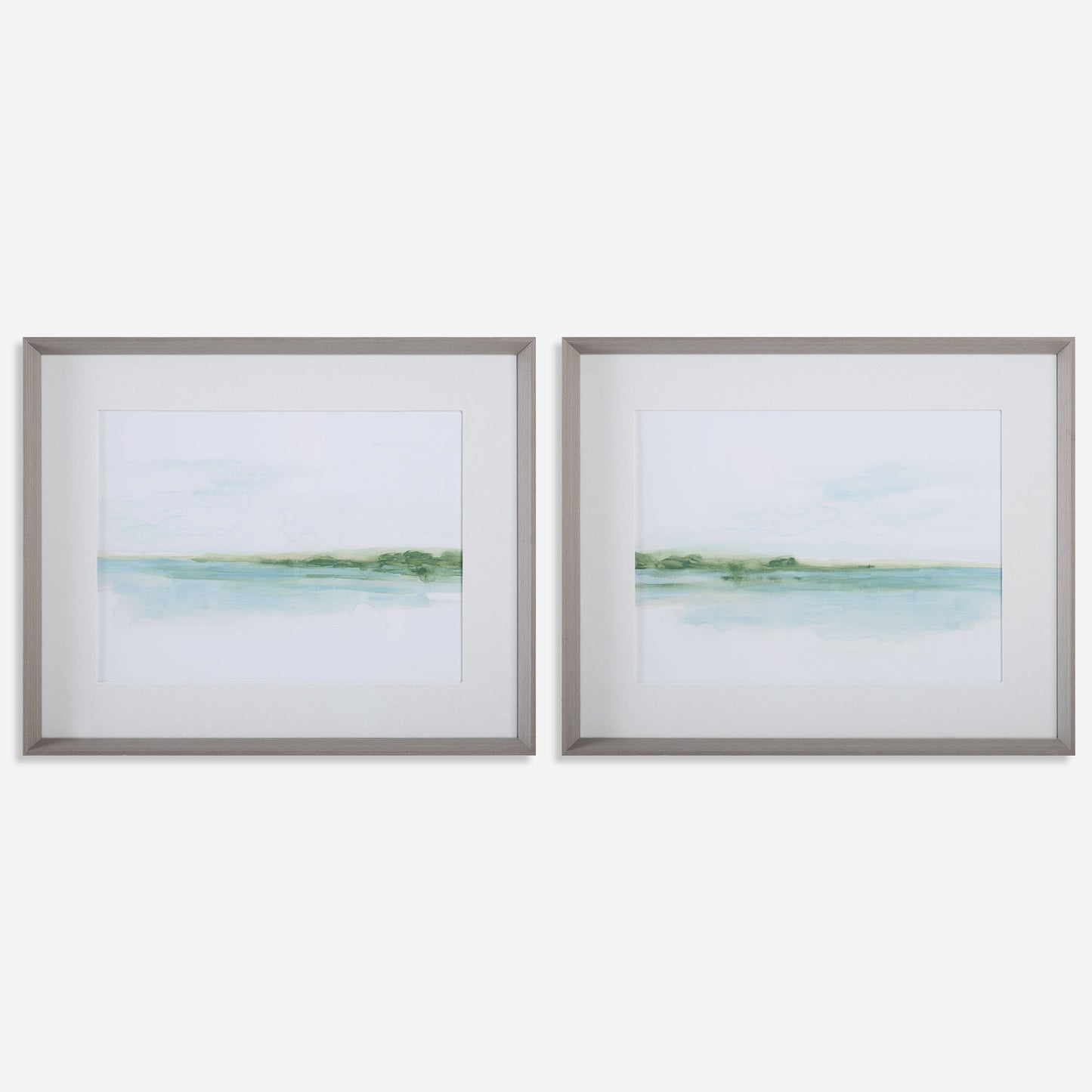 Green Ribbon Coast - Framed Prints (Set of 2) - Light Blue