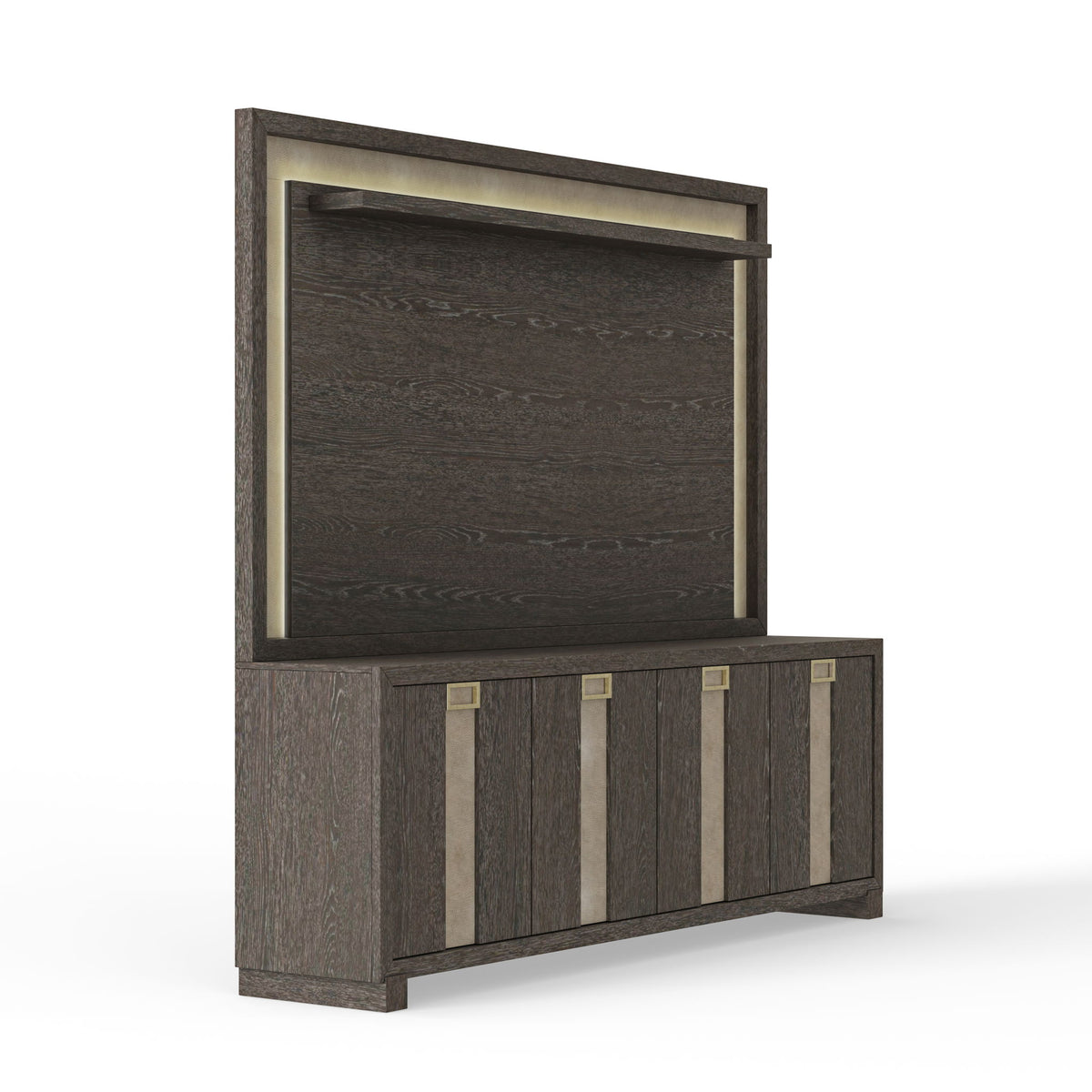 Ascent - 90" TV Console With Hutch And Back Panel - Dark Chocolate