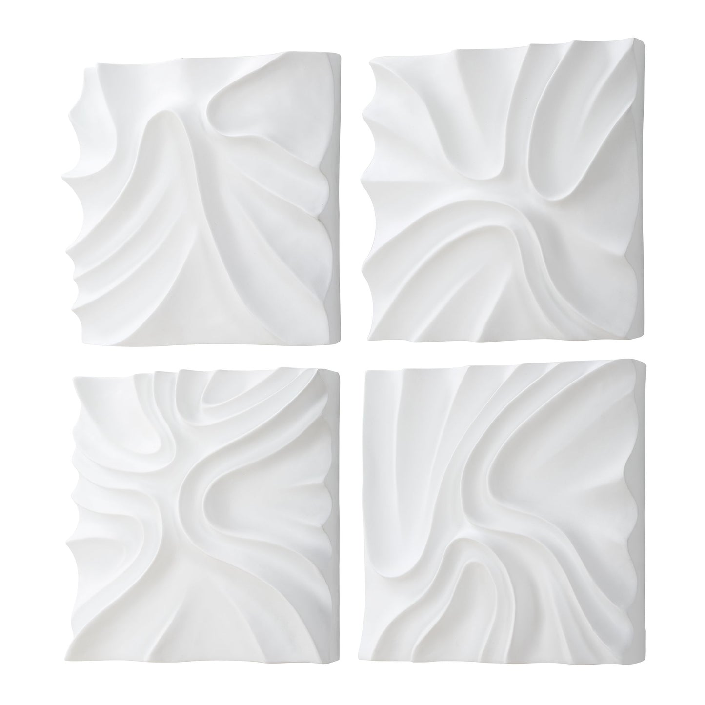 Snowdrift - Scultped White Wall Decor (Set of 4)