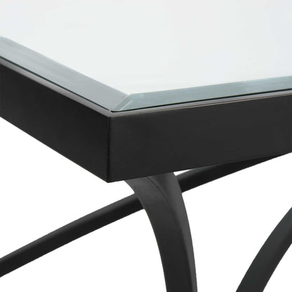 Alayna - Metal & Glass Coffee Table - Black
