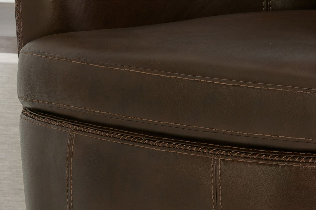 Barolo - 100% Italian Leather Swivel Club Chair (Set of 2)