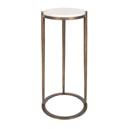 Mercier - Round Marble Accent Table - Brass / White