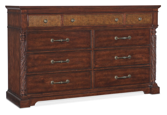 Charleston - Nine-Drawer Dresser - Dark Brown