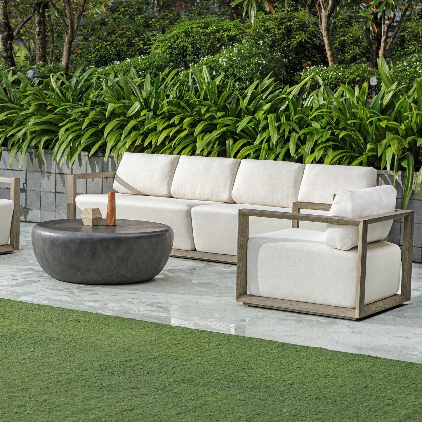 Remsen - Outdoor Sofa - White / Brown