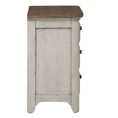 Farmhouse Reimagined - 3 Drawer Nightstand With Charging Station - White