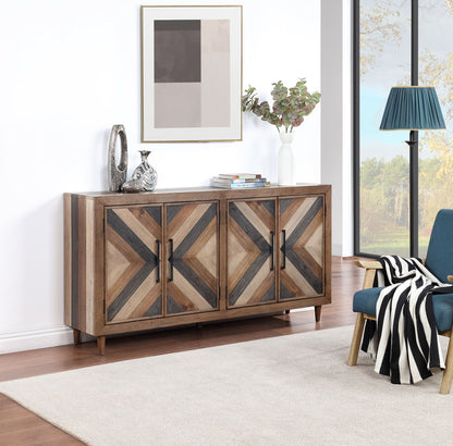 Wellington - Four Door Credenza - Browns / Black