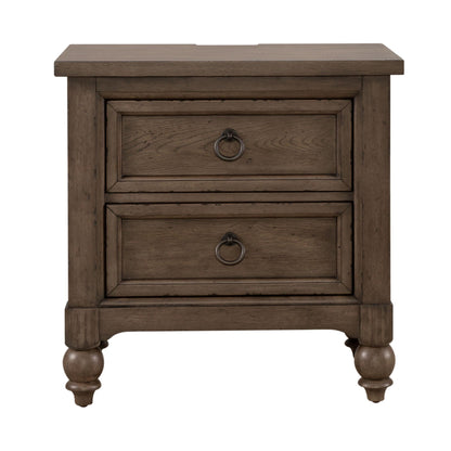 Americana Farmhouse - 2 Drawer Night Stand With Charging Station