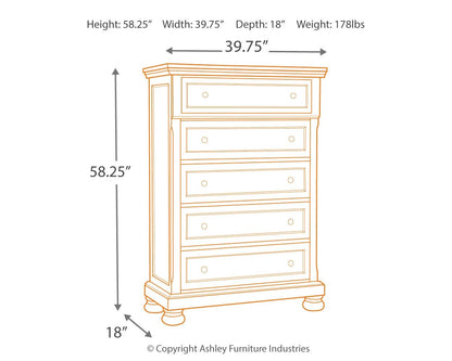 Flynnter - Medium Brown - Five Drawer Chest