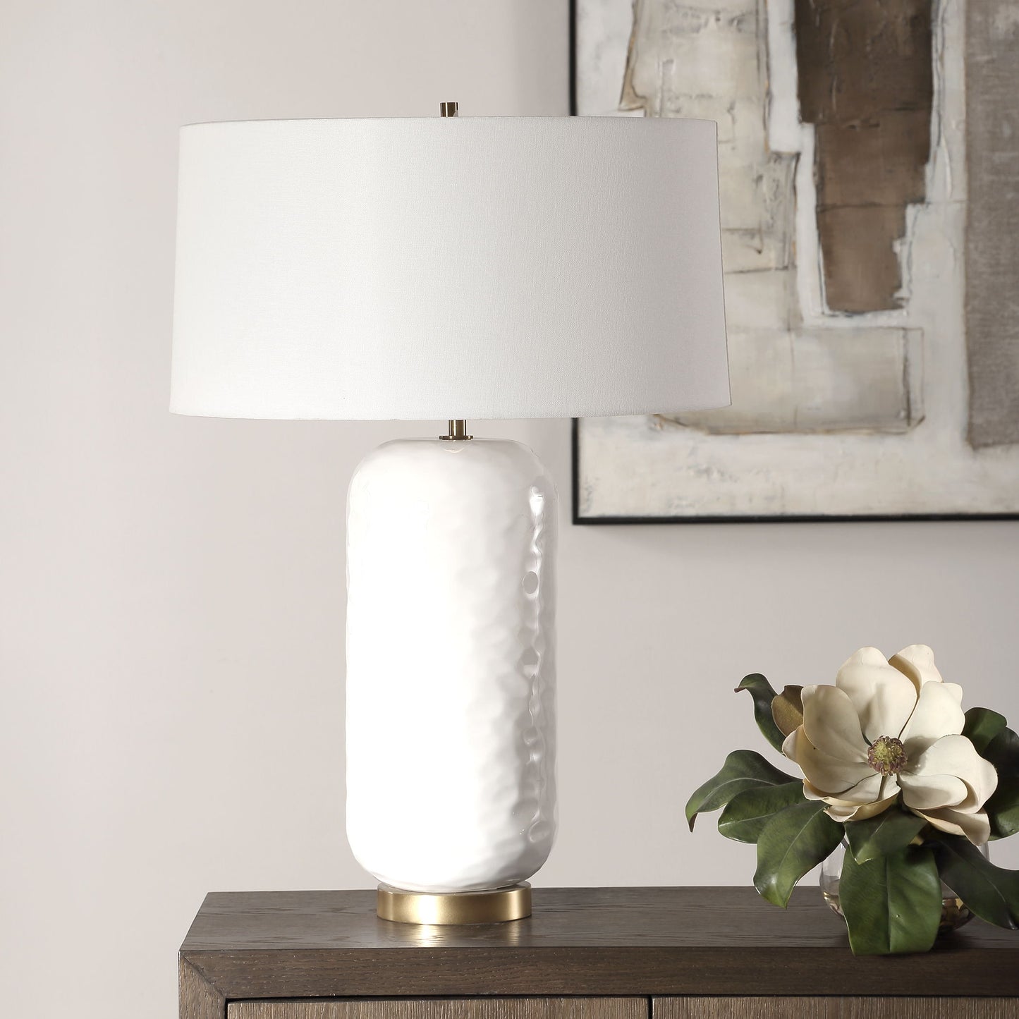 Iona - White Glaze Table Lamp - White