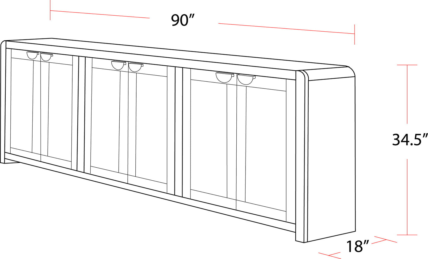 Escape - Dining Rectangular Table With Console And 8 Caster Chairs - Glazed Natural Oak Black Metal Trim