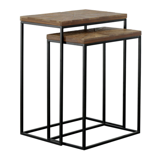 Sunburst - Nesting End Tables (Set of 2) - Rayz Brown / Black Metal