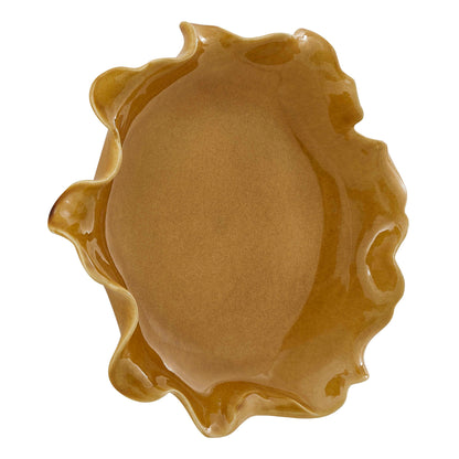 Golden Crest Ruffle - Indoor-Outdoor Bowl - Brown