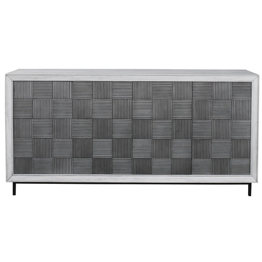 Checkerboard - 4 Door Cabinet - Gray