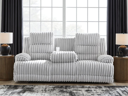 Rhines Falls - Alloy - Reclining Power Sofa With Drop Down Table
