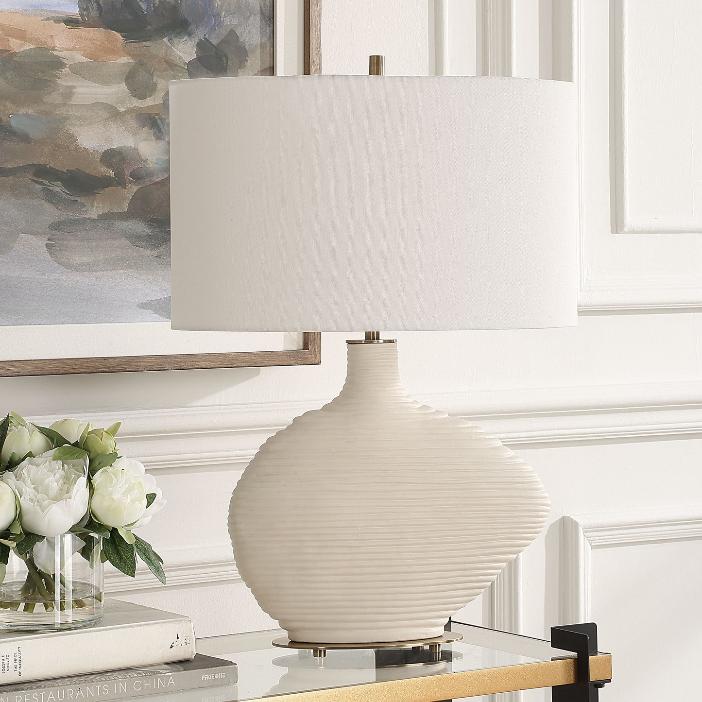 Duostacked - Ceramic Table Lamp - White