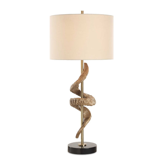 Rams - Horn Table Lamp - Light Brown