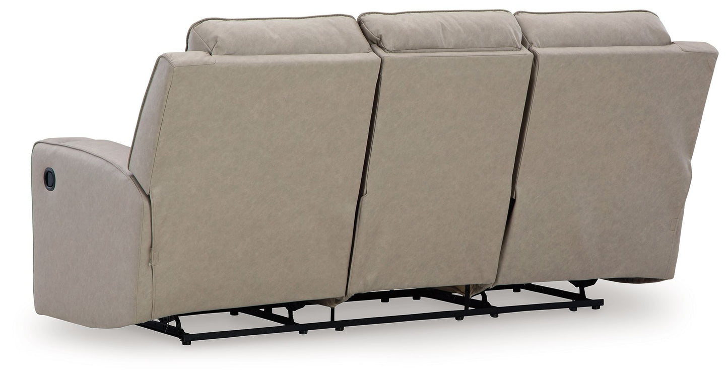 Lavenhorne - Pebble - Rec Sofa W/Drop Down Table