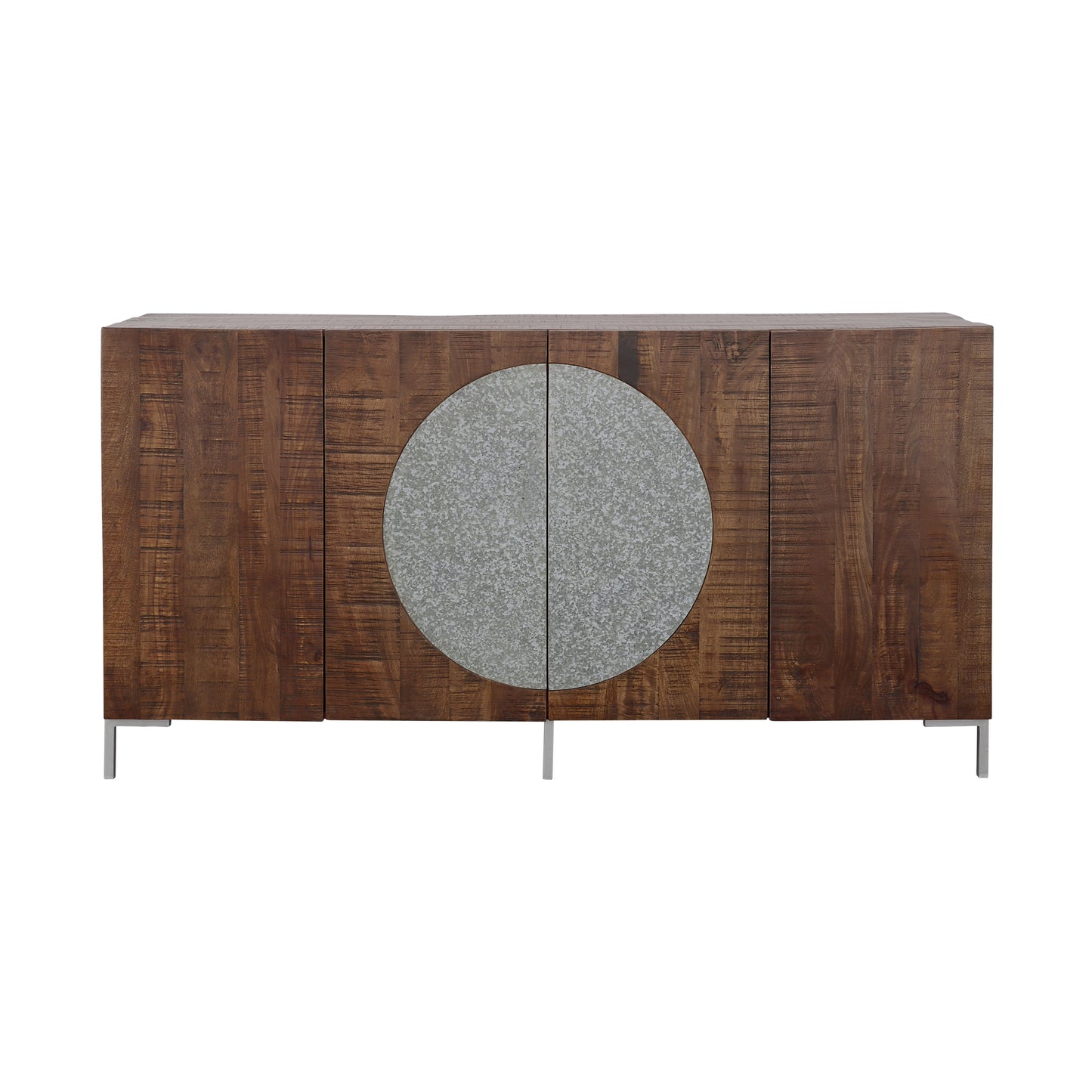 Bahari Chatter - Four Door Credenza - Brown / Silver