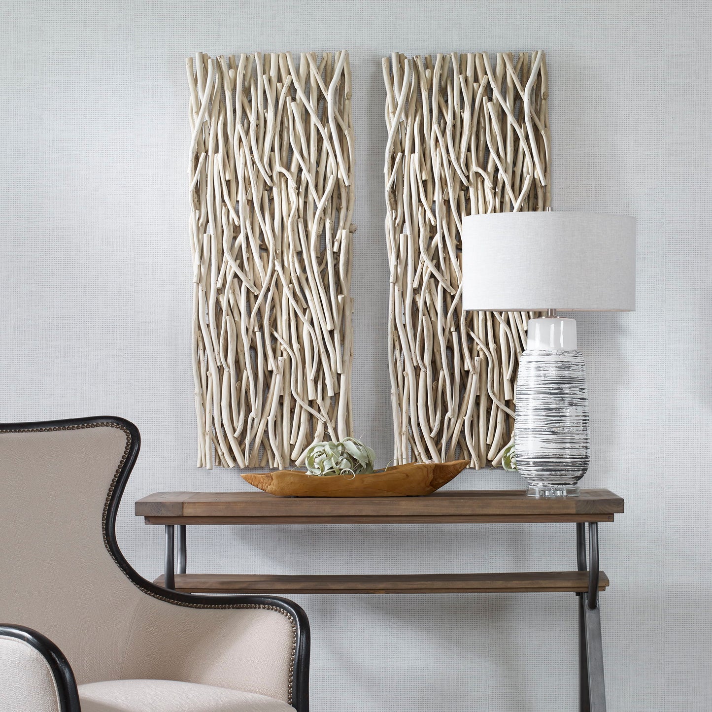 Gathered Teak - Bleached Wood Wall Decor - Beige