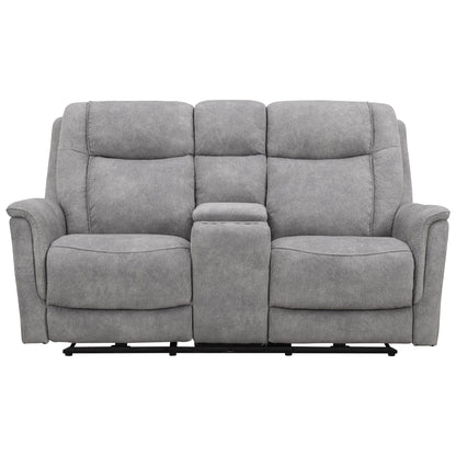 Linus - Zero Gravity Power Reclining Console Loveseat - Hudson Gray